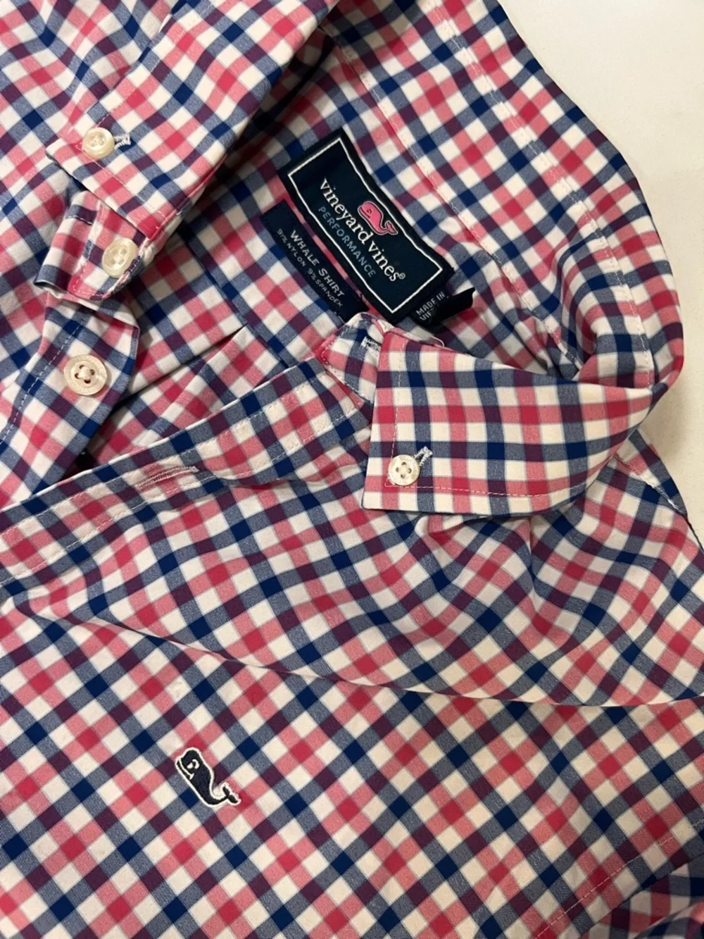 Vineyard Vines Pink and Navy Gingham Button-Down Shirt 🐋 - Picture 6 of 11